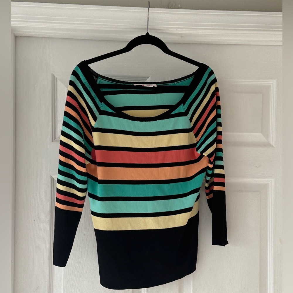Nine West color block striped sweater size XL fits medium